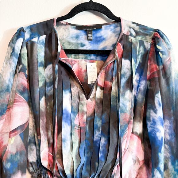 White House Black Market Dreamy Tulip Print Peplum Chiffon Blouse NWT Size S - Picture 6 of 14